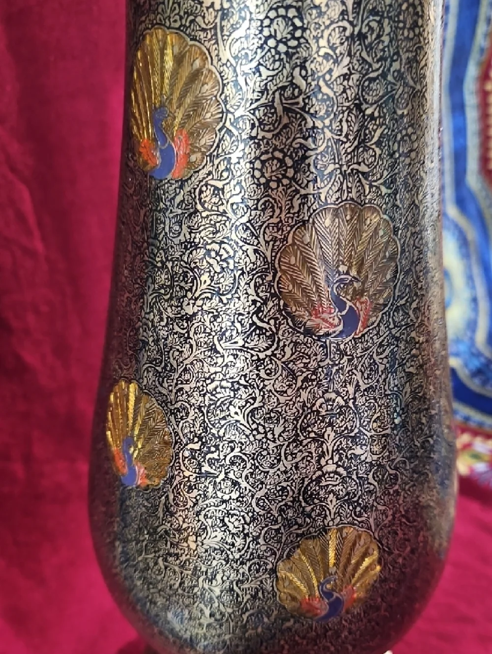 Vintage Brass Peacock Vase Made in India 12